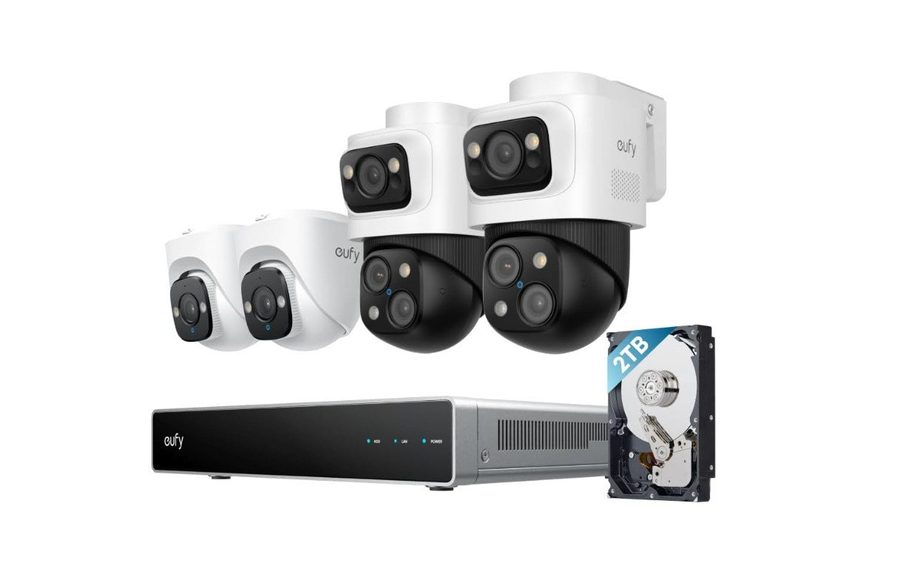 Anker eufy IP-Überwachungskamera eufy PoE NVR Security System S4 Max, 3-Linsen Bullet-PTZ-Kameras (4-tlg., 4*PoE NVR Security System S4 Max, KI Auto-Framing&Tracking, Farbnachtsicht, Stroboskop)