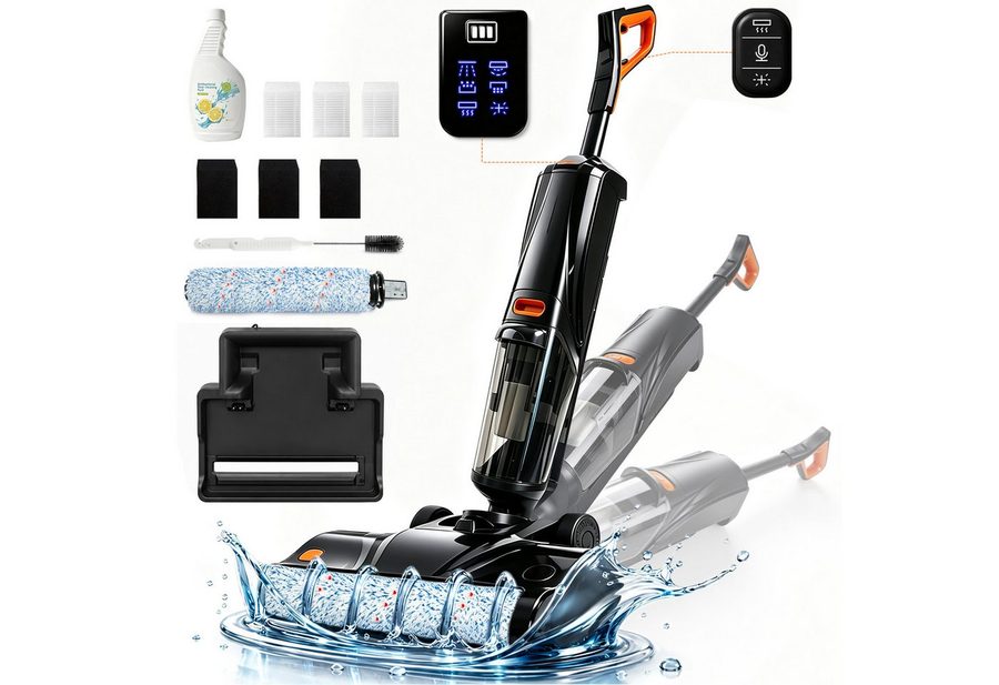 Grenintol Nass-Trocken-Akkusauger D2, Nass Trockensauger,intelligent Selbstreinigung Trocknung, 200 W, beutellos, Elektrolyse, automatische Trocknung und beidseitige Kantenreinigung von Grenintol