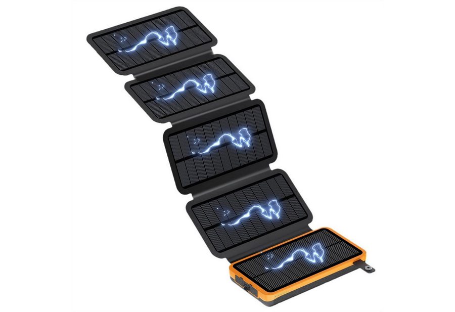 AIBISTAR Solar Powerbank 20000mAh, 4/5 Panels, USB-C, wasserdicht, Camping Solar Powerbank Solarpanel 20000 mAh, 4/5 Solarpanels,Faltdesign,Solaraufladung,3 Lichtmodi,Outdoor & Reisen von AIBISTAR