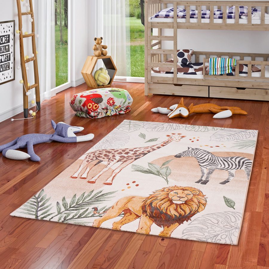 Pergamon Kinder Teppich Maui Kids Giraffe Zebra Löwe von Pergamon
