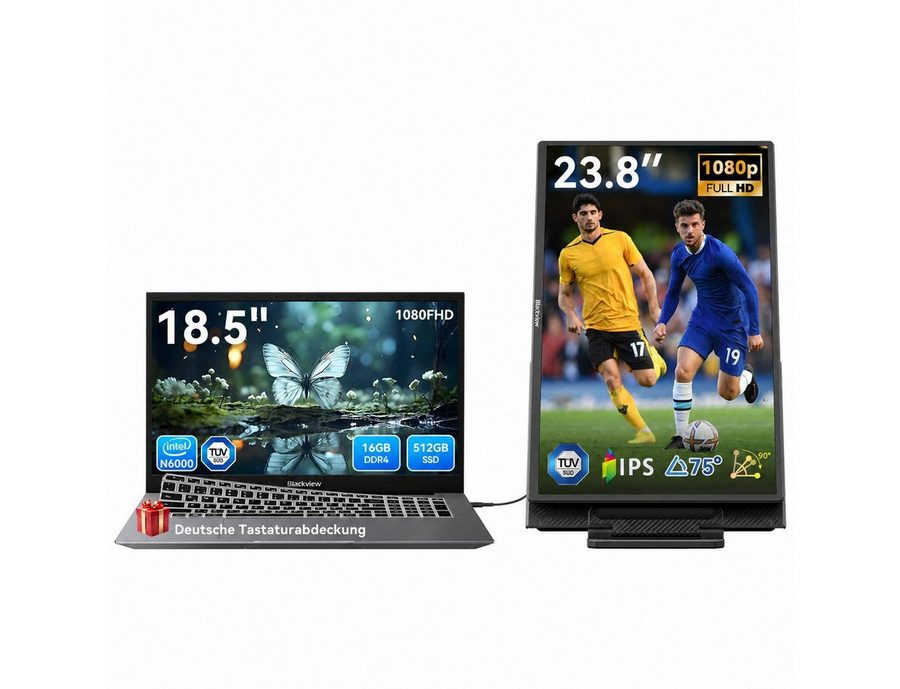 blackview 18.5" FHD IPS+8000mAh Acebook10 Intel 16GB+512GB Windows 11 Pro Notebook (Intel N6000 Intel Core N6000, 16 GB, 512 GB SSD, Windows 11 Pro, FHD+ IPS, Silikon-Tastaturschutz, (deutsche Folie) von blackview