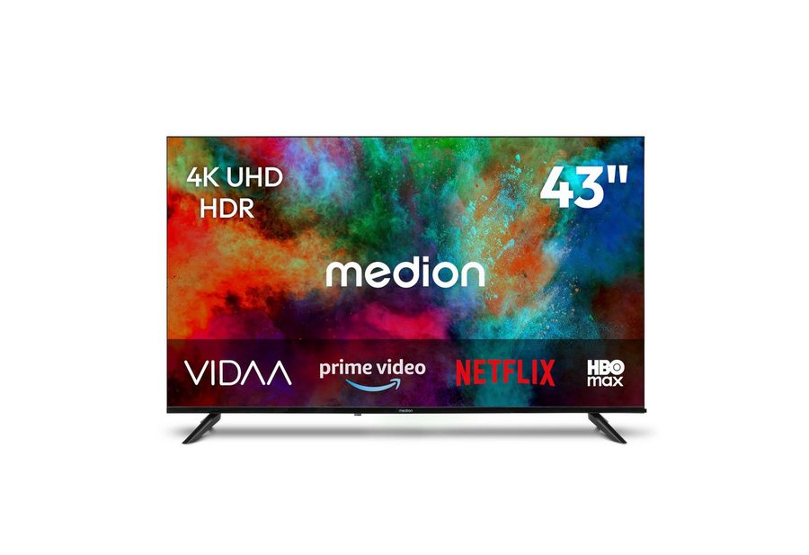 Medion® MD843201 LCD-LED Fernseher (108 cm/43 Zoll, 4K Ultra HD, Smart-TV, Netflix, HBO Max, Prime Video, Disney+, Magenta TV, AppleTV, WOW)