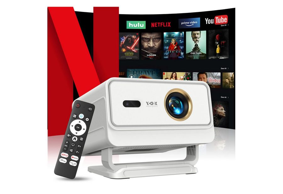 XGODY N4 Projektor Native 1080P Beamer 4K, Kompatibel mit Netflix Autofokus Beamer (800 lm, 1500:1, 3840 x 2160 px (800 ANSI) px, KI-Sprachunterstützung, Autofokus Projektor für Heimkino)