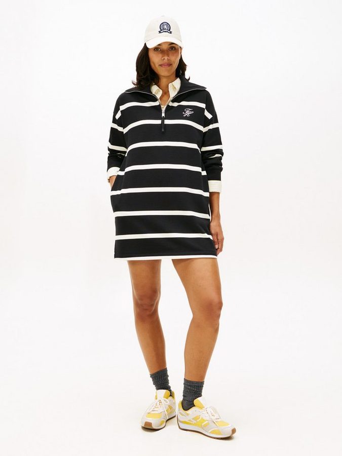 Tommy Hilfiger Minikleid TH SCRIPT 1/2 ZIP TERRY DRESS