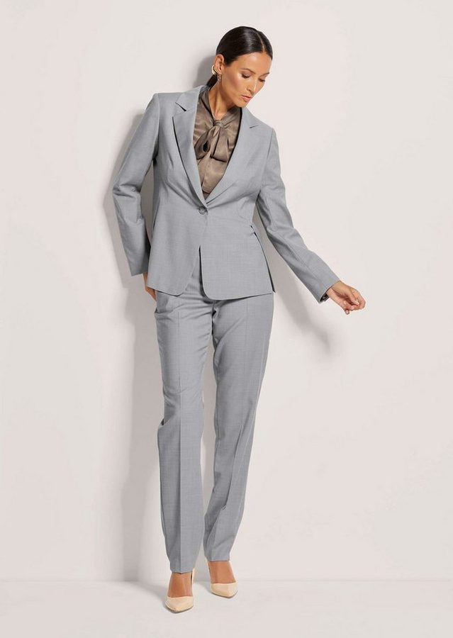 MADELEINE Kurzblazer Einreihiger Woll-Blazer, tailliert Nadelstreifen-Design, Reverskragen, Knopfverschluss, Seitenschlitze