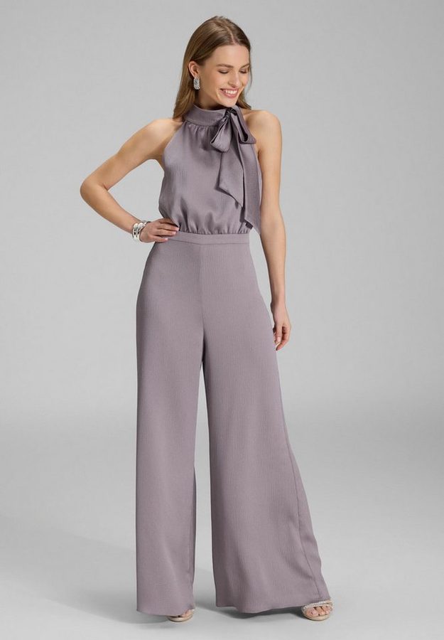 SWING Jumpsuit - Jumpsuit mit Schluppe aus Satin Oberteil in lockerer Passform