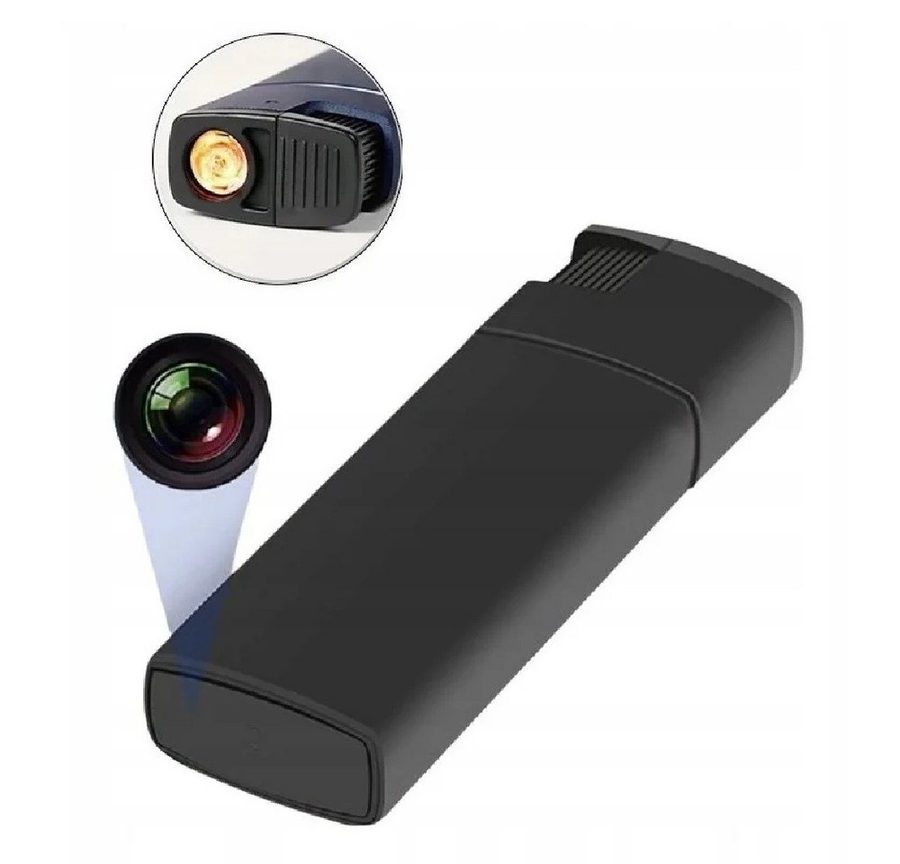 SpionProfi Überwachungskamera 32GB Mini Kamera FULL HD Usb Feuerzeug Video Ton Aufnahme Überwachung (Innenbereich, Außenbereich, 1-tlg., 32GB Feuerzeug versteckte Kamera Spycam Spion Haus Mini Cam)