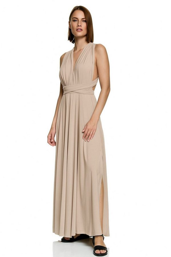 Worldclassca Abendkleid Worldclassca Abendkleid Partykleid Lang mit Schlitz Sommerkleid Maxikleid Cocktailkleid Wickelkleid Elegant Schulterfrei Ärmellos