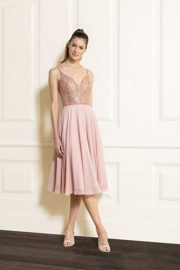 SWING Cocktailkleid - Cocktailkleid aus Materialmix Tiefer Auschnitt / Dekolleté