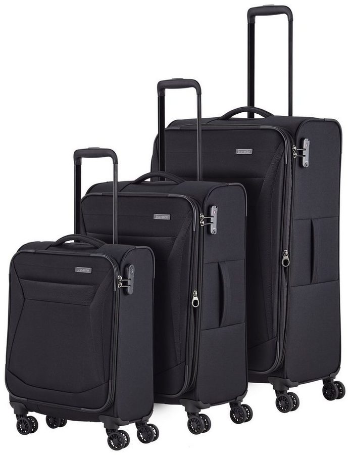 travelite Trolleyset CHIOS 3-teilig Weichgepäck, 4 Rollen, (Set, 3 tlg., Weichgepäck Trolley Set), erweiterbares Volumen – flexibles Reisegepäck