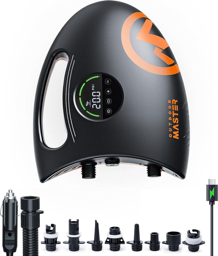 OutdoorMaster OutdoorMaster Shark 2S Elektrische SUP Pumpe mit Akku 88,8Wh – 20 PSI Akku-Luftpumpe