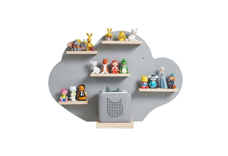 relaxdays Kinderregal Toniebox Regal Wolke, 1-tlg., grau