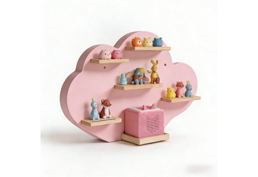 relaxdays Kinderregal Toniebox Regal Wolke, 1-tlg., rosa.