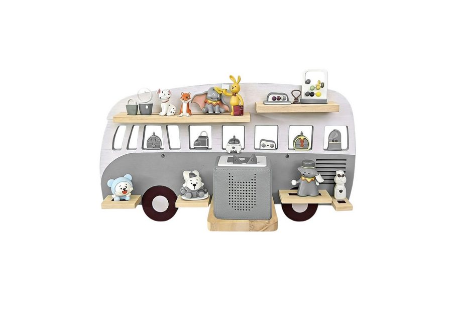 relaxdays Kinderregal Toniebox Regal Bus, 1-tlg., grau