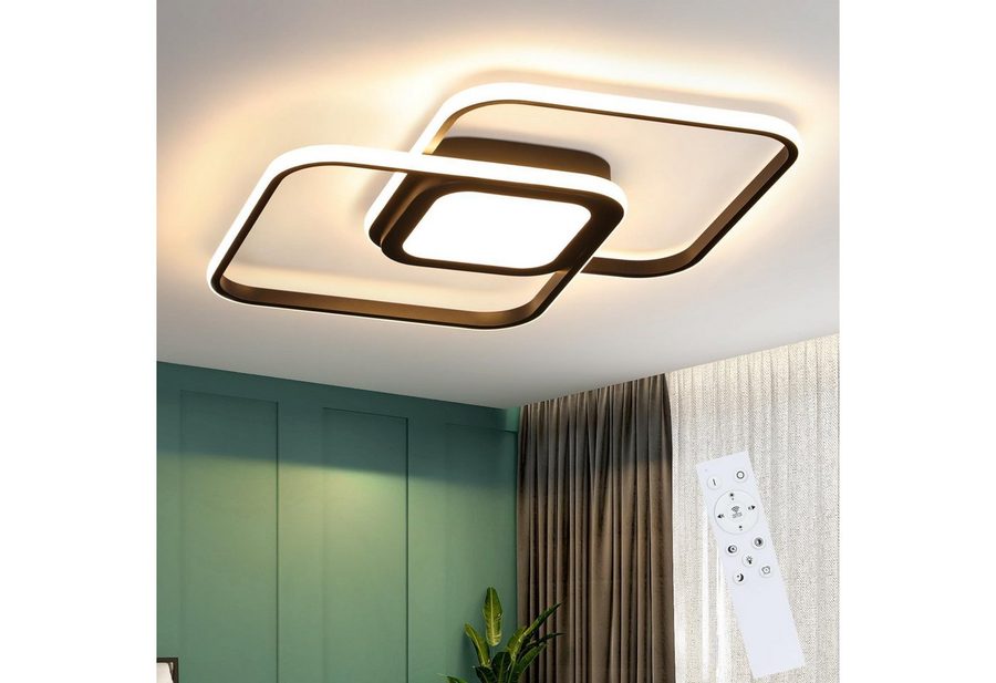 Nettlife LED Deckenleuchte Schlafzimmer Schwarz/Weiß Dimmbar Metall Wohnzimmer mit Fernbedienung, Dimmbar, LED fest integriert, Warmweiß Neutralweiß Kaltweiß, Schlafzimmer Kinderzimmer Küche Balkon perfekt als Weihnachtsgeschenk von Nettlife