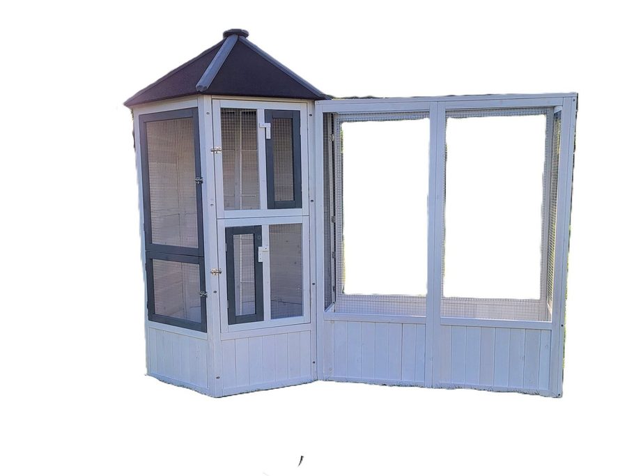 BruKa Vogelhaus MyPets® Vogelvoliere COCO mit Auslauf CHICO Voliere Käfig Holz Vogel