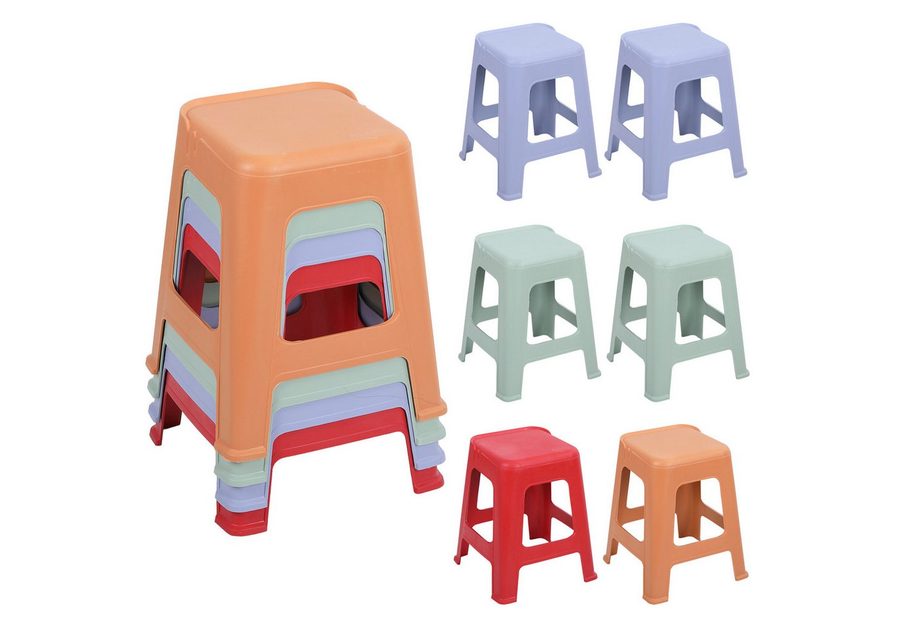 Rutaqian Sitzhocker 10 stapelbare Hocker für Klassenzimmer, 47 cm hoch, Kunststoffhocker, Tragbare Stühle ohne Rückenlehne für Klassenzimmer Büro und Zuhause