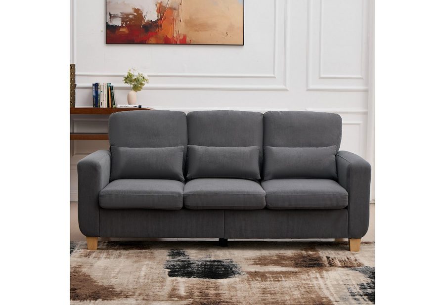 CANMOV 3-Sitzer Canmov 2&3 Sitzer Sofa, Couch mit Seitentasche & Kissen, Wohnzimmer, kleines sofa, schlafsofa dauerschläfer, 176cm Breite, couch von CANMOV