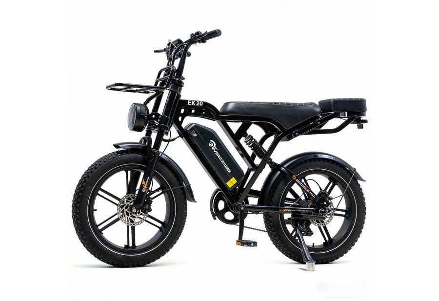 EVERCROSS TECH E-Bike EK20 20” x 4,0 fette Reifen MTB, 48V 15,6AH Removable Battery, NFC, Heckmotor, 748,8 Wh, 100km, 7 Gang Shimano, Kettenschaltung, Heckmotor von EVERCROSS TECH