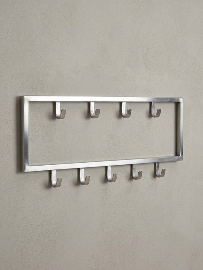 KADIMA DESIGN Wandgarderobe Stahl-Garderobe: Stilvoll & platzsparend, Silber, poliert