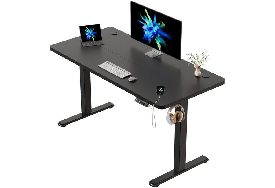HOMALL Schreibtisch Schreibtisch Höhenverstellbarer mit Gedächtnis und Sitzerinnerung (2-lagige Hohenverstellung mit sitzender Erinnerungsfunktion und USB-Ladeanschluss) von HOMALL