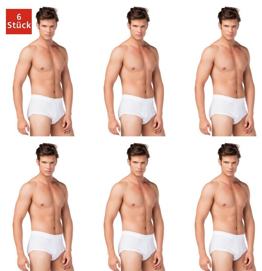 DDOnlineShop Slip Herren mit Eingriff Unterhose Weiß Bio-Baumwolle Feinripp 6er Pack (Spar-Set, 6-St., 6er-Pack) Premium Qualität