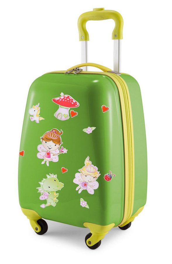 Hauptstadtkoffer Handgepäckkoffer, 4 Rollen, Kindertrolley mit Feenaufklebern, ABS/PC