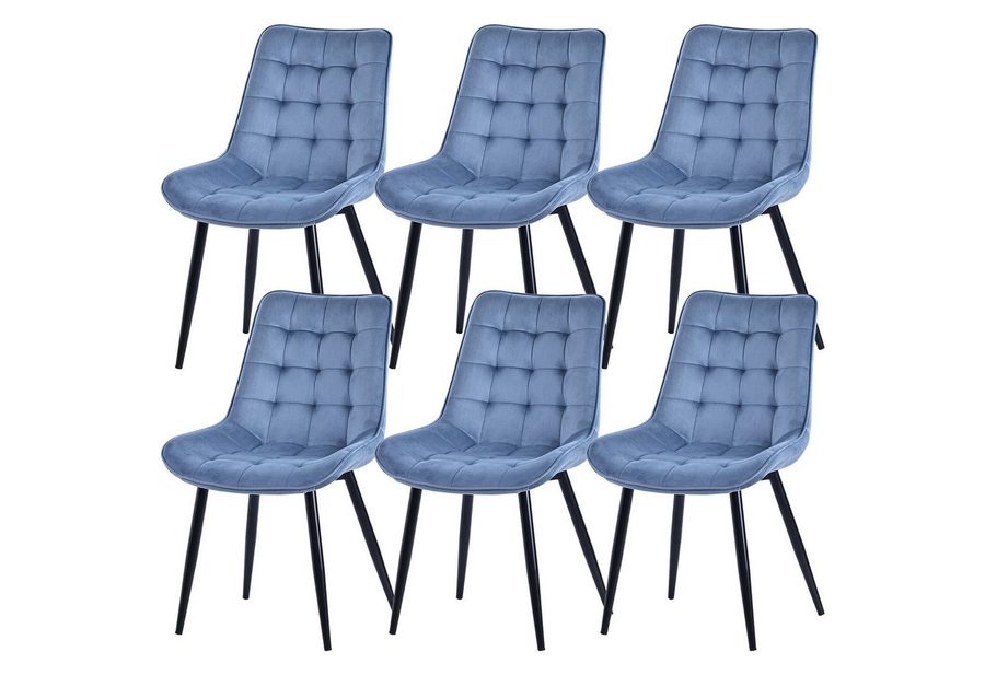 HOMAVO Esszimmerstuhl Stuhlset – Polsterstühle, Samt oder Webstoff, Metall-Füße (Nach EN 12520 geprüft, 6 St), mit Ergonomischer Rückenlehne und Metallbeinen von HOMAVO