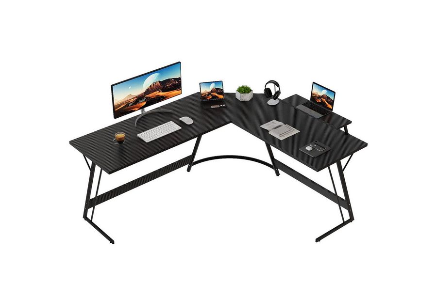 GUNJI Eckschreibtisch L-förm Computertisch Schreibtisch Gamer Tish 120/170 (Schreibtisch,130CM Computertisch L Form, PC Tisch,mit Monitorständer)
