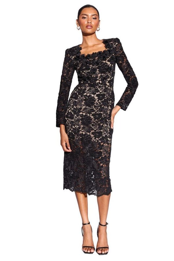 LIPSY Midikleid Lipsy Premium enges Midikleid mit 3D-Print, Petite (1-tlg)