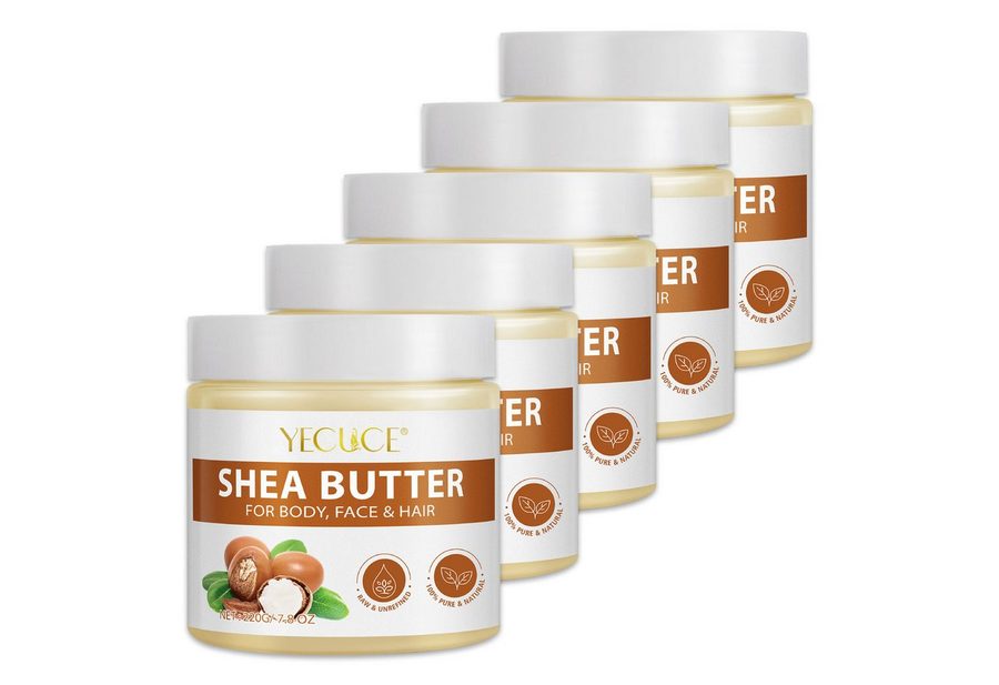 ALIVER Körpercreme Shea Butter Körperbutter 100% Rein Naturbelassen Gesicht Hautpflege, 5-tlg., Hautpflege, Tagescreme, Haarpflege, Gesichtscreme