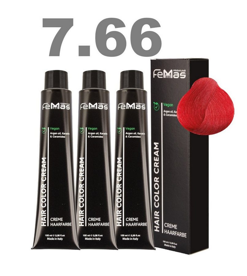 Femmas Premium Haarfarbe FemMas professionelle Haarfarbe mit Arganöl 3 x 100 ml