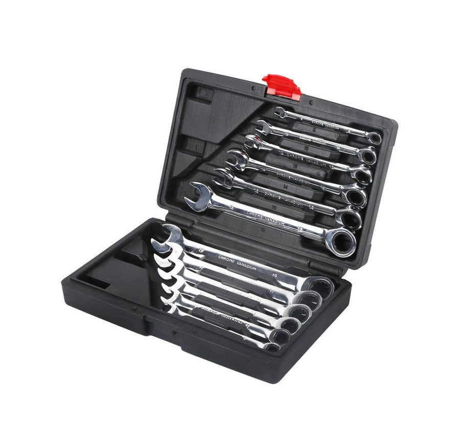 JEOBEST Ratschenringschlüssel Maulschlüssel Set, (12-Tlg.,8-19 mm, Metrisch) 72 Zähne Schraubenschlüssel Set
