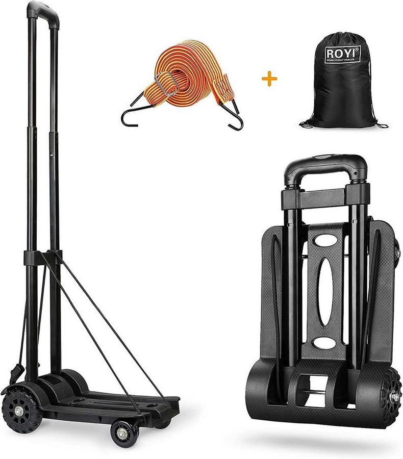 Ophy Einkaufstrolley Faltbarer 4-Rad-Transportwagen – leicht & langlebig, mit Bungee-Kabel und großem Rucksack (Einkaufstrolley) von Ophy