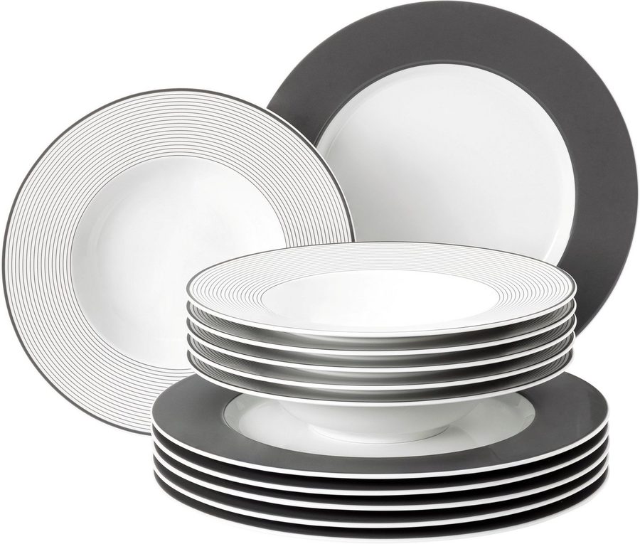 Seltmann Weiden Tafelservice Teller Set, Geschirr-Set No Limits Moments (12-tlg), 6 Personen, Porzellan, Suppenteller, Made in Germany, 12 Teile, für 6 Personen von Seltmann Weiden