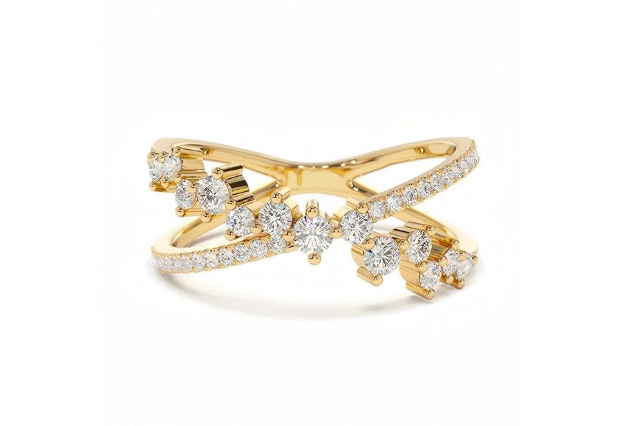 Jumpeak Diamantring Diamantringe für Damen, Ringe aus 585er Gold für Damen, Eheringe, Ring für den Ringfinger, Ring aus echtem Gold, Geschenk für Damen