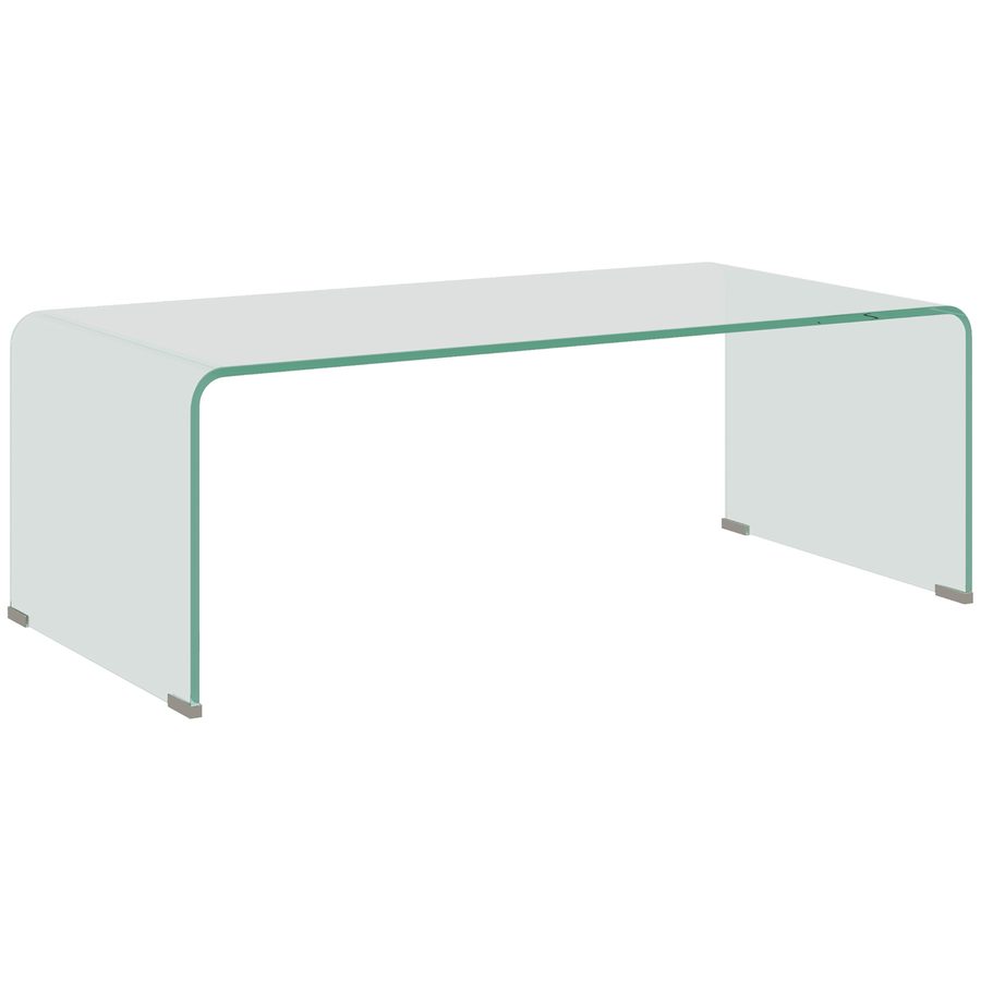 HOMCOM Couchtisch, Beistelltisch aus gehärtetem Glas Rechteckig Wohnzimmertisch, Moderner Glastisch, Kaffeetisch für Wohnzimmer, Schlafzimmer, 100x50x35 cm, Transparent   Aosom