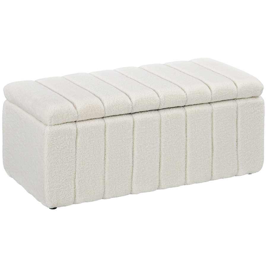 HOMCOM Bettbank mit Stauraum sitztruhe mit stauraum Holzbeinen 102x45x46cm für Flur Schlafzimmer Wohnzimmer Cremeweiß   Aosom.de
