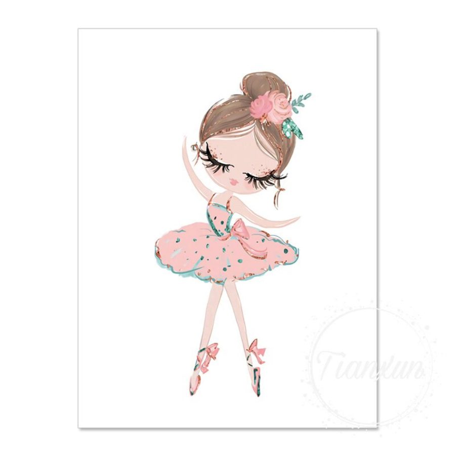 TPFLiving Poster Leinwand / Balett, Tänzerin, Tanzschuhe, Schwan, Einhorn für Kinderzimmer - / Verschiedene Größen - OHNE Rahmen - Modell TX1839 - 20x25cm