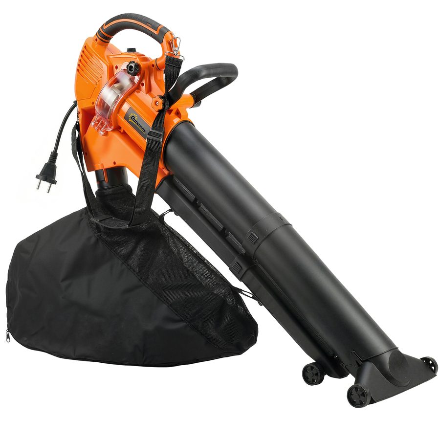 Outsunny Elektrischer Laubbläser und Staubsauger 3000W 3-in-1 Laubbläser und -sauger mit 40L Auffangbeutel, 4 Rädern, verstellbarem Gurt, Gebläse für Rasenpflege, Garten, Terrassen   Aosom