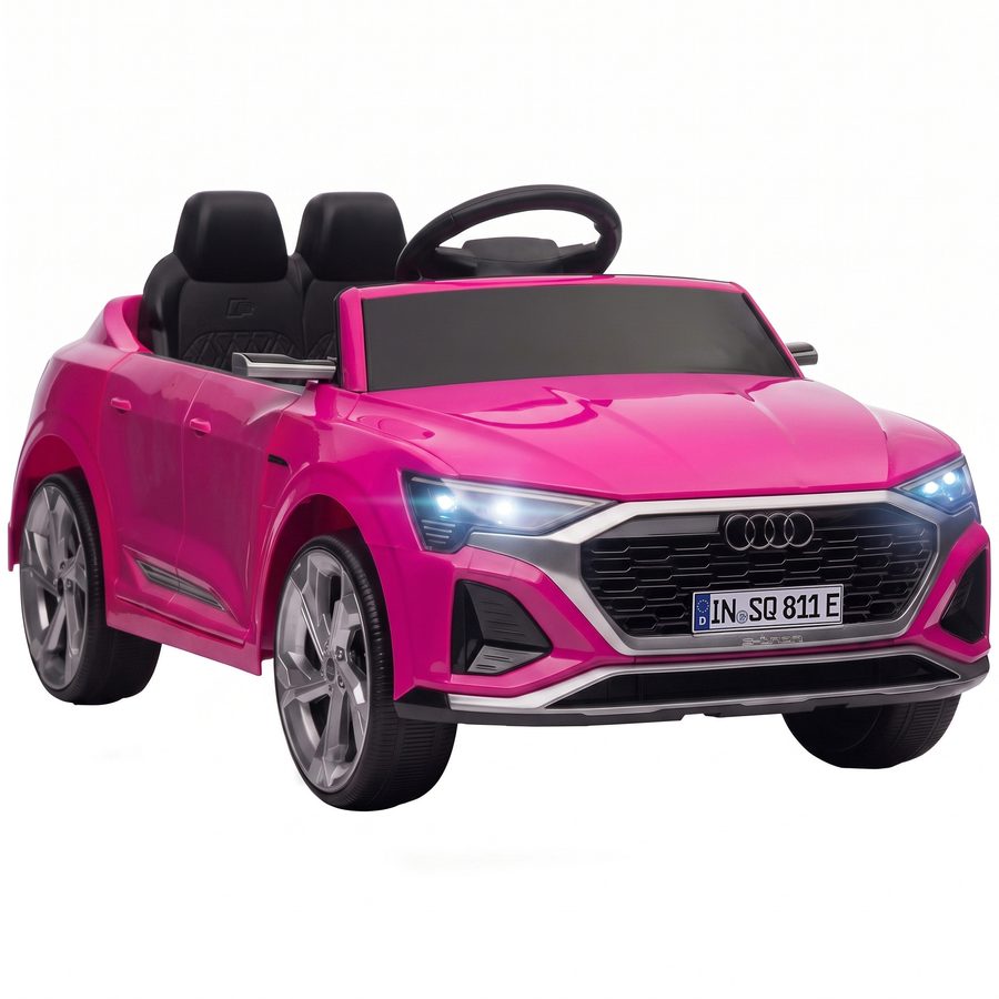 AIYAPLAY Kinder Elektroauto 12V Kinderauto mit Fernbedienung 2 Motoren Niedrigbatterie-Warnung Sanftanlauf 4-Rad-Federung, Kinderfahrzeug mit LED-Scheinwerfern Hupe Musik, für 3–4 Jahre Rosa   Aosom