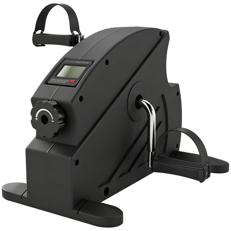 SPORTNOW Mini Heimtrainer Pedaltrainer mit stufenlosem Widerstand LCD-Display 4-fach verstellbaren Pedalriemen Griff, Pedal-Trainer im Sitzen Beintrainer für Beintraining Senioren Zuhause Heim Büro   Aosom