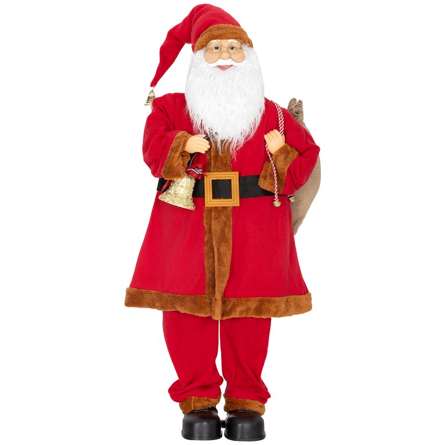 HOMCOM Weihnachtsmann 120 cm Weihnachtsdekoration Nikolaus Figur mit  Beweglichem Kopf und Armen, Glocke und Sack, Geräusch- und Berührungssensor   Aosom