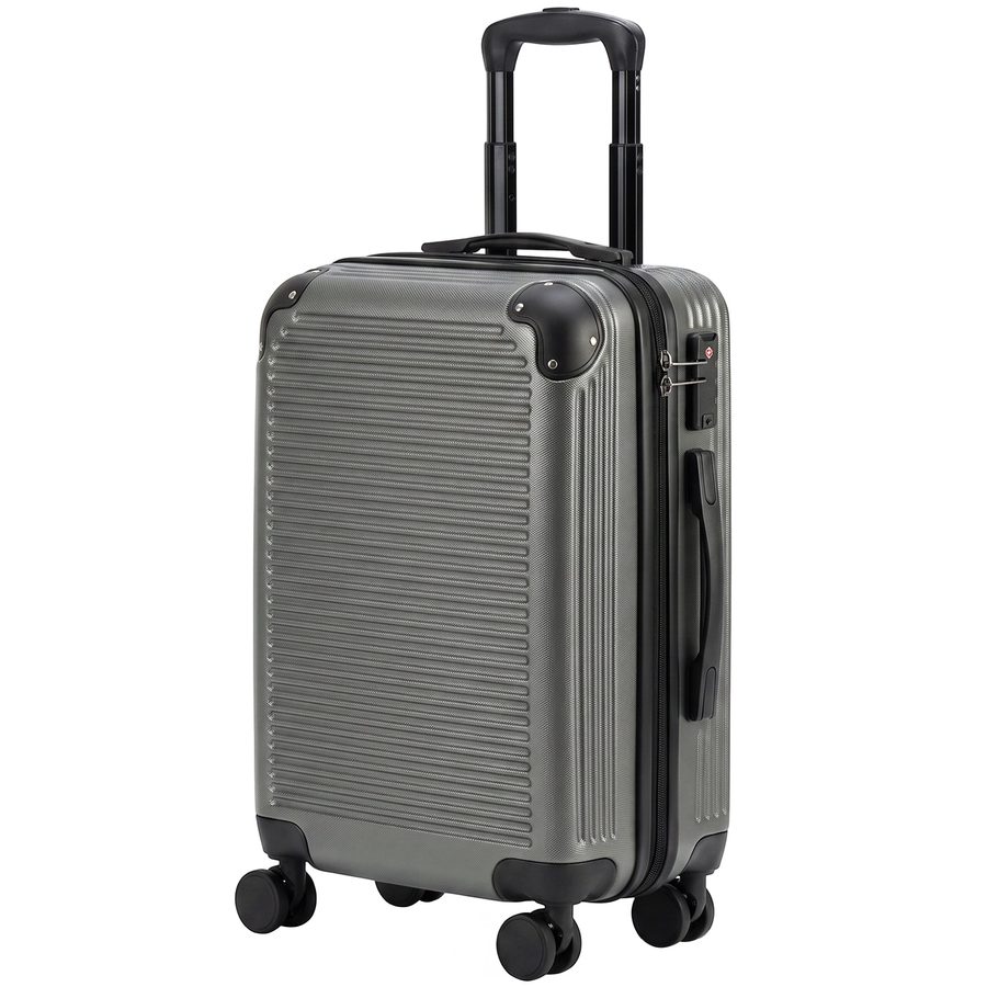 HOMCOM Handgepäck Koffer, 56 cm Hartschalen Reisekoffer Kabinenkoffer mit 4 Rollen und Teleskopgriff, TSA-Schloss, Erweiterbar, Leicht, Dunkelgrau   Aosom