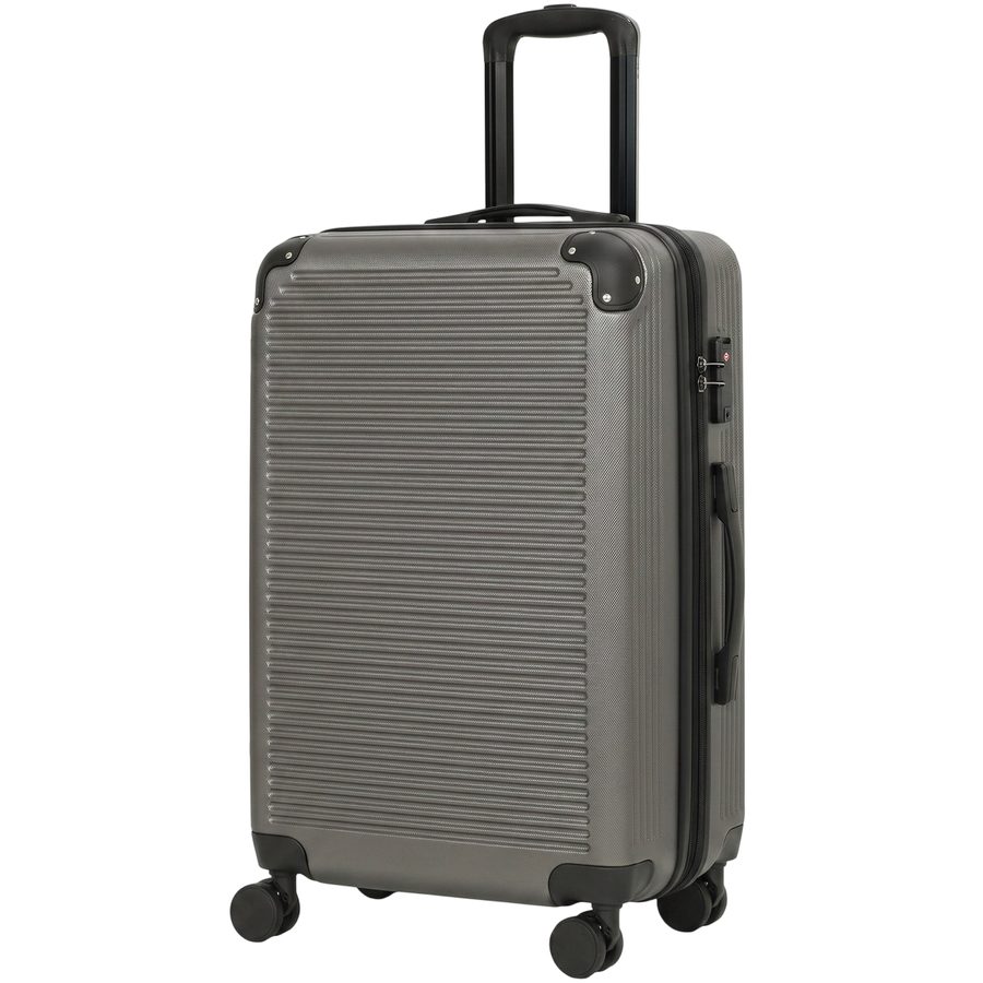 HOMCOM Hartschalenkoffer 66 cm, erweiterbar, ABS, mit 4 Spinner-Rollen, oberem und seitlichem Griff, TSA-Schloss, Schutzecken, Dunkelgrau   Aosom