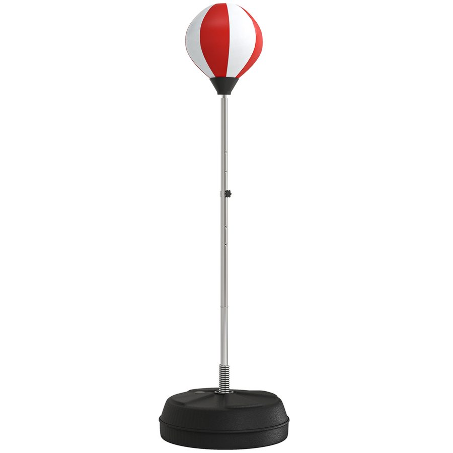 HOMCOM Standboxsack Punching Ball Standboxsack höhenverstellbar 126-144 cm mit Handschuhen, Pumpe und Standfuß für Kinder und Anfänger rot   Aosom