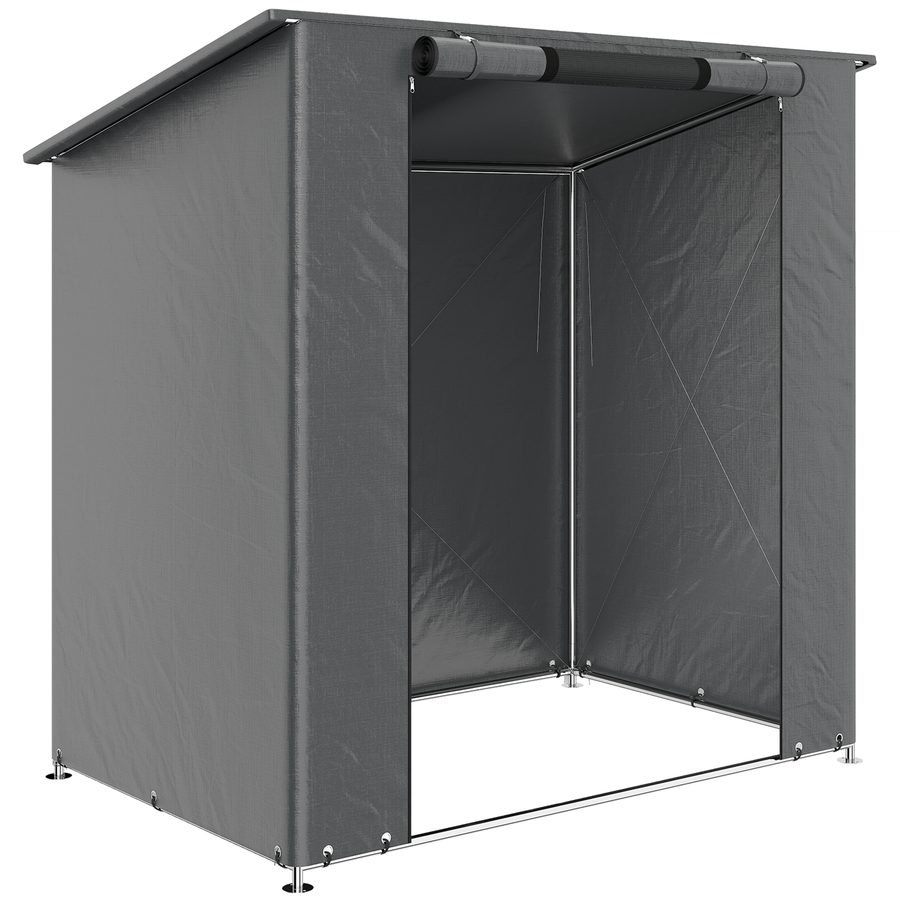 Outsunny Garagenzelt 1,9x1,2 m Wasserdicht Zeltgarage mit Pultdach aufrollbarer Reißverschlusstür Fenster verstärktem Metallrahmen UV-beständig Lagerzelt Weidezelt für Gartenwerkzeuge Dunkelgrau   Aosom