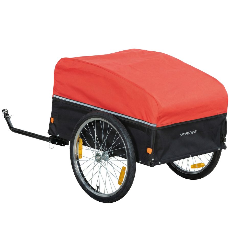 SPORTNOW Fahrradanhänger 170 Liter Fahrrad Lastenanhänger mit Kupplung Abdeckplane 51 cm Schnellspannend Luftreifen, Transportanhänger bis 40 kg, Anhänger für Fahrrad   Aosom