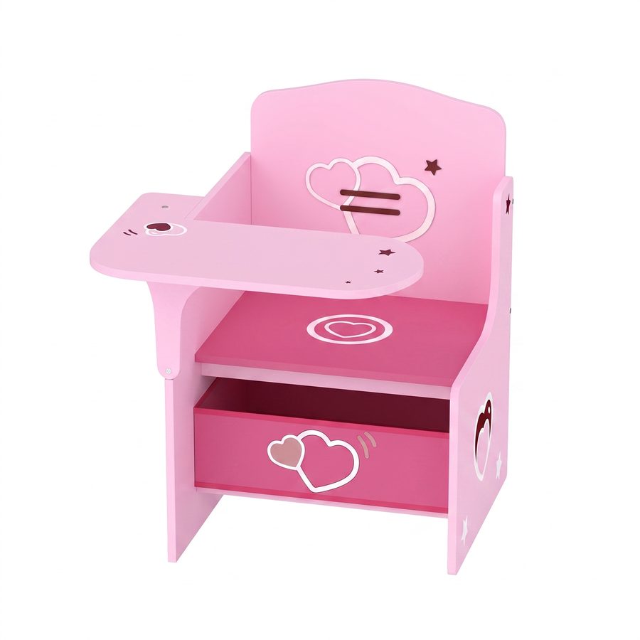 AIYAPLAY Kindertisch mit Stuhl 2-in-1 Integrierte Kindersitzgruppe mit Stauraum Platzsparend Kinder Tisch Stuhl Set zum Lesen, Malen Spielen Kindermöbel für Kinderzimmer, für Kinder 3-5 Jahren Rosa   Aosom