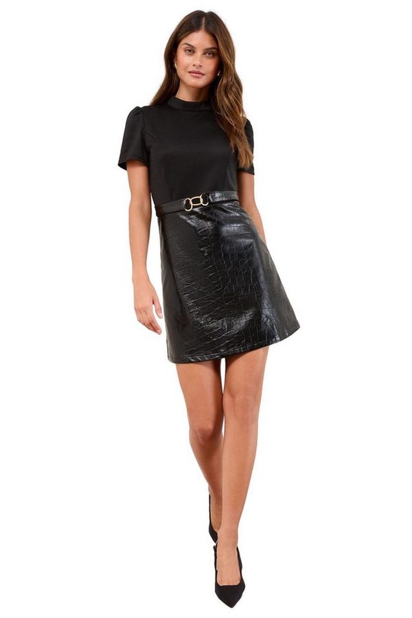 LIPSY Minikleid Lipsy 2-in-1-Hybridkleid mit Kroko-Optik, Regular (1-tlg)